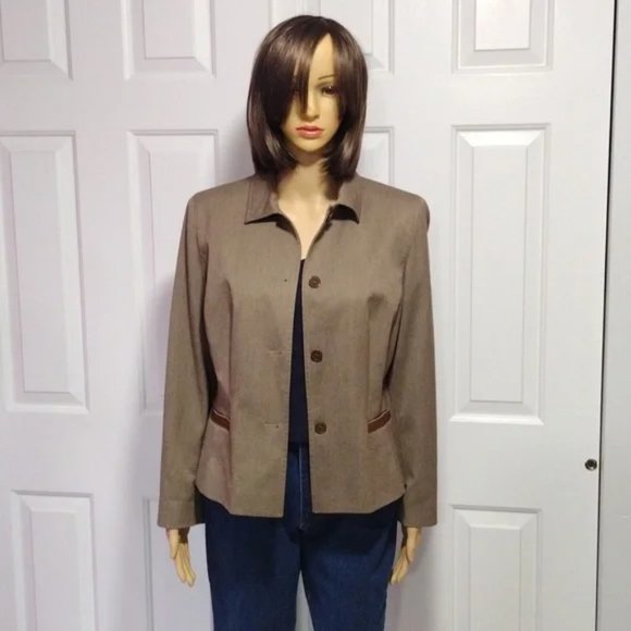 Ann Taylor Loft Jacket Light Brown Faux Leather Trim Size 10P NWT - Picture 7 of 7